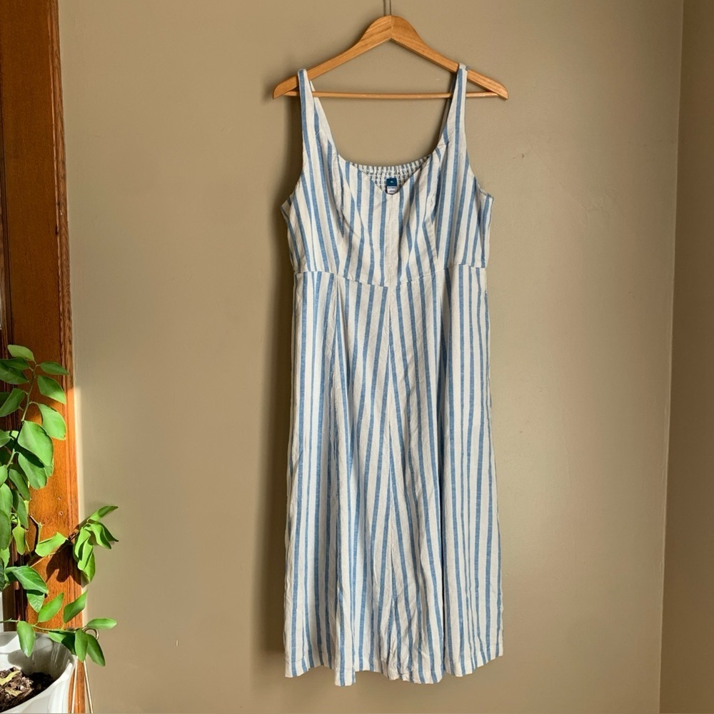 Old Navy Fit and Flare Linen Rayon Blend Striped Midi Dress Size XLarge Summer